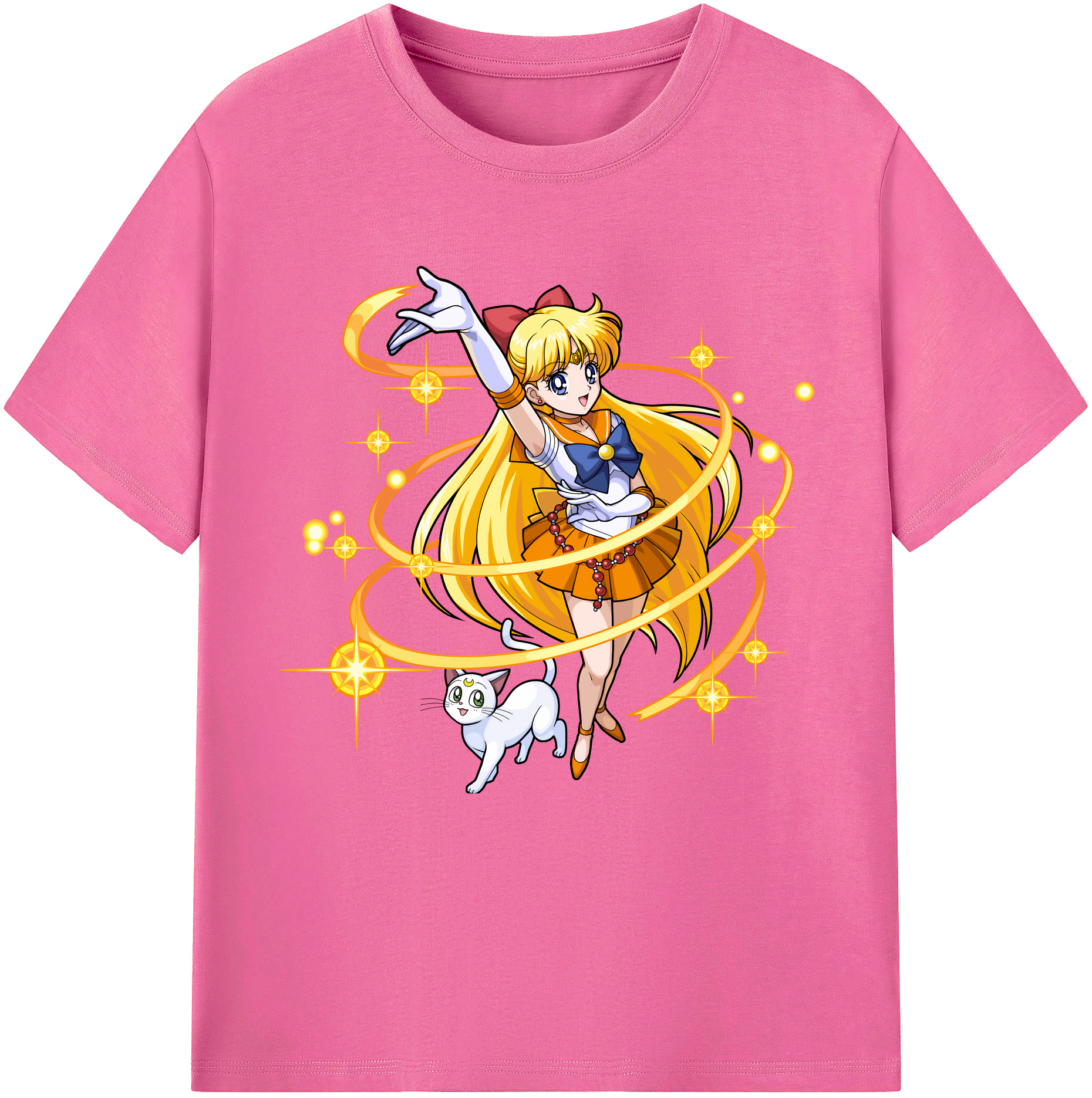 （画像用） 美少女戦士セーラームーン 愛野 美奈子 あいの みなこ Sailor Moon Aino Minako レディースカジュアルプリントTシャツ（綿100％）